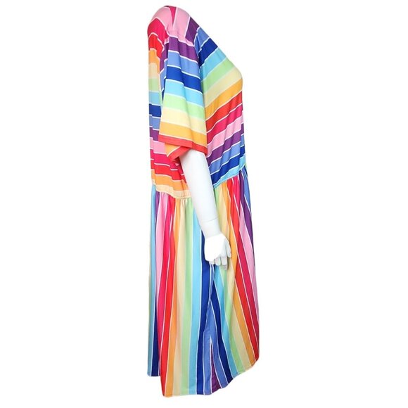 Unbranded Dress Womens Plus Size 5XL Rainbow Pullover Striped Pride Happy Color - Picture 4 of 7